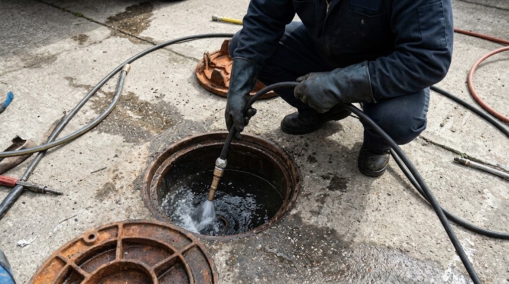 Commercial Hydro Jetting Clearing Sewer Line